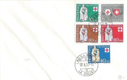 Schweiz Suisse 1957: Satz-Brief Mit Zu WII 81-85 Mi 641-645 (Rotes Kreuz) Mit O LAUSANNE 12.X.57 (Zu CHF 35.00) WELLIG - Covers & Documents