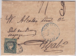 1856-H-21.* CUBA ESPAÑA SPAIN. ISABEL II. 1856. Ed.Ant.4. SOBRE ½ R. MARCA PREFILATELIA STAMPLESS BAEZA GUANAJAY - Prephilately