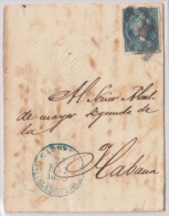 1857-H-103.* CUBA ESPAÑA SPAIN. ISABEL II. 1857. Ed.Ant.7. SOBRE ½ R CON PARRILLA AGUADA Y BAEZA DE CARDENAS - Prephilately