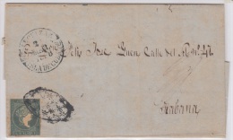 1857-H-108.* CUBA ESPAÑA SPAIN. ISABEL II. 1857. Ed.Ant.7. SOBRE ½ R. MARCA PREFILATELIA STAMPLESS ALQUIZAR NEGRO - Prephilately