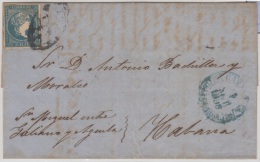 1857-H-110.* CUBA ESPAÑA SPAIN. ISABEL II. 1857. Ed.Ant.7. SOBRE ½ R. MARCA PREFILATELIA STAMPLESS CARDENAS. A AN - Voorfilatelie