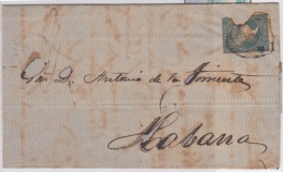 1857-H-116.* CUBA ESPAÑA SPAIN. ISABEL II. 1857. Ed.Ant.7. SOBRE FRAUDE AL CORREO. SELLO ROTO CANCELADO REUTILIZADO. 186 - Vorphilatelie