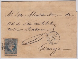 1857-H-118.* CUBA ESPAÑA SPAIN. ISABEL II. 1857. Ed.Ant.7. SOBRE ½ R. TERCER MOLDE. MARCA HABANA CON ESTRELLA (*) - Vorphilatelie