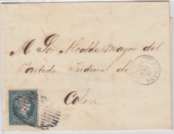 1857-H-119.* CUBA ESPAÑA SPAIN. ISABEL II. 1857. Ed.Ant.7. SOBRE ½ R. SEGUNDO MOLDE. MARCA HABANA CON ESTRELLA (* - Prefilatelia