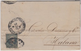 1857-H-127.* CUBA ESPAÑA SPAIN. ISABEL II. 1857. Ed.Ant.7. SOBRE  ½ R. CANCELADO PREFILATELIA STAMPLESS BAEZA SAG - Prephilately