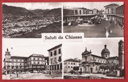 TAL-22  Saluti Da Chiasso, Multivues. Cachel Il Cinquantenario Delle Automobili Postali. Lugano 1955 - Chiasso