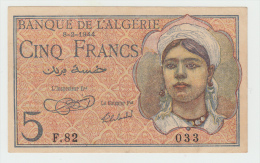 Algeria 5 Francs 8-2-1944 XF+ Banknote P 94a 94 A - Algerien