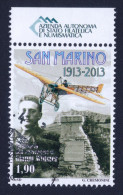 2013 SAN MARINO "CENTENARIO ATTERRAGGIO GIANNI WIDMER" SINGOLO ANNULLO PRIMO GIORNO - Used Stamps