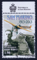 2013 SAN MARINO "CENTENARIO ATTERRAGGIO GIANNI WIDMER" SINGOLO ANNULLO PRIMO GIORNO - Used Stamps