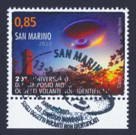 2013 SAN MARINO "20° ANNIVERSARIO SIMPOSIO MONDIALE UFO" SINGOLO ANNULLO PRIMO GIORNO - Used Stamps