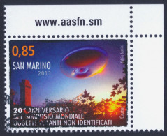 2013 SAN MARINO "20° ANNIVERSARIO SIMPOSIO MONDIALE UFO" SINGOLO ANNULLO PRIMO GIORNO - Gebruikt
