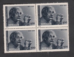 INDIA, 1979, Birth Centenary Of Albert Einstein,  Block Of 4,  MNH, (**) - Albert Einstein