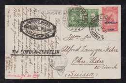 Brazil Brasil 1931 Zeppelin Postcard To OBER USTER Switzerland - Airmail (Private Companies)