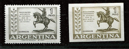 (cl 22 - P24) Argentine ** N° 644 + 644a ND  (ref. Michel Au Dos) - Gal San Martin à Cheval - - Unused Stamps