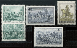 (cl 22 - P24) Argentine ** N° 727/728 - 797/798 - 816 (ref. Michel Au Dos) - Tableaux : Batailles - Unused Stamps
