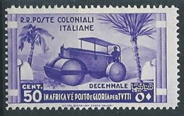 1933 EMISSIONI GENERALI DECENNALE 50 CENT MH * - G092 - Emissions Générales