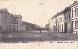 13176# TUBIZE NIVELLES BRAINE RUE DE LA STATION VUE SUR LA GARE 1906 Pour COIMBRA PORTUGAL - Tubize