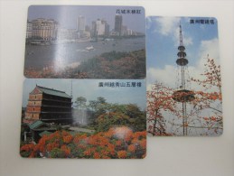 Guangdong Prov.Autelca Magnetic Phonecard,first Issued Landscape Of City,set Of 3,third Edition,two Used(100Y Mint) - Chine