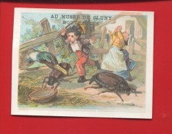 MUSEE CLUNY PARIS CHROMO CALENDRIER  1881 FERME CANARD INSECTE SCARABEE GEANT - Petit Format : ...-1900