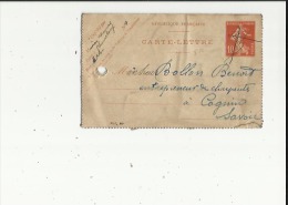 Carte Lettre Petit Format De Exp:Mr Thomas  Boulanger A Chambery 73 Adressé Mr Bollon Bois A Cognin 73) Voir Scan - Cartes-lettres