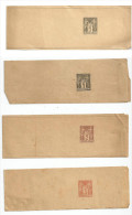 Streifbänder  "Mouchon - Type II"   (4 Versch.)           Ca. 1880 - Bandas Para Periodicos