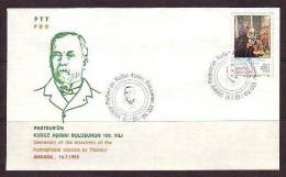 1985 TURKEY CENTENARY OF THE DISCOVERY OF THE HYDROPHOBIA VACCINE BY PASTEUR FDC - Louis Pasteur