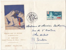 1968 LETTRE LE MONT D'OR. SAUT DE SKIEURS PARACHUTISTES/ 3360 - Parachutespringen