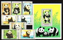 MONGOLIA \ MONGOLIE - 1990 - Ours - Panda - 7v + Bl.** (5) - Ours