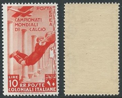 1934 EMISSIONI GENERALI POSTA AEREA MONDIALI DI CALCIO 10 LIRE MNH ** - K007 - Algemene Uitgaven