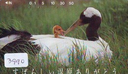Télécarte Japon  OISEAU * GRUE En VOL *  CRANE BIRD  * VOGEL (3990) PHONECARD JAPAN * TELEFONKARTE KRANICH - Sperlingsvögel & Singvögel