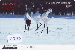 Télécarte Japon  OISEAU * GRUE En VOL *  CRANE BIRD  * VOGEL (3993) PHONECARD JAPAN * TELEFONKARTE KRANICH - Uccelli Canterini Ed Arboricoli