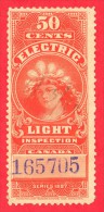 Canada Revenue # FE10a  50 Cents - O- Dated  1900 - Electric Light Inspection /  Inspection Électrique - Fiscale Zegels