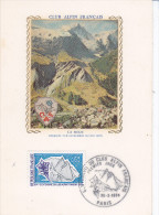 Sport  Club Alpin, Meije, Carte Maximum Soie France 1974 - Escalada