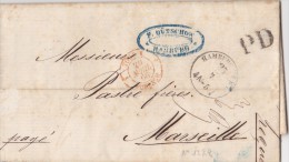 TOUR ET TAXI  LETTRE AVEC CORRESPONDANCE ET MARQUE D'ENTREE  1866 - Storia Postale