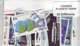 Planete Terre 25 Timbres Differents - Tous Pays - Verzamelingen