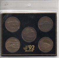 REF 1  : 5 Coins Sevilla 92 Blue Cow Medaille Medal Coin Medailles Monnaies Espagne Spain - Autres & Non Classés