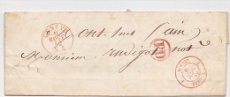 SUISSE   COURRIER POUR LA FRANCE   MARQUE D'ENTREE 1857  AVEC CORRESPONDANCE ET CACHET D'ARRIVEE - ...-1845 Préphilatélie