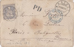 SUISSE   COURRIER POUR LA FRANCE   MARQUE D'ENTREE 1875 - Gebraucht