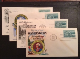 US 1953 FDCs (x4) - 100th Anniversary Of The Washington Territory Covers - Sonstige & Ohne Zuordnung