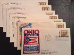 US 1953 FDCs (x7) - 150th Anniversary Of Ohio Statehood Covers - Autres & Non Classés