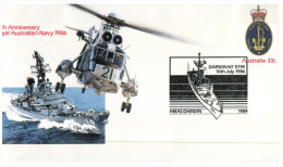 (456) Australia FDC Cover - 1986 - 75th Anniversary Of The Royal Australian Navy (2 Covers HMAS Darwin + Perth) - Ersttagsbelege (FDC)