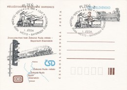 I0099 - Czechoslovakia (1991) Postal Stationery: Reopening The Railway Line, Commemorative Postmarks (02) Plzen 2 - Postkaarten