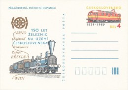 I0102 - Czechoslovakia / Postal Stationery (1989) 150 Years Of Railways In Czechoslovakia - Cartes Postales