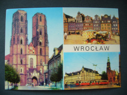 Poland: WROCLAW - Katedra, Plac Solny, Sukiennice - Cathedral, Square With Market, Old Tramway - 1970s - Polonia