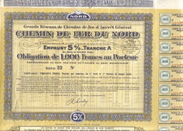 CHEMIN DE FER DU NORD OBLIGATION DE 1000 FRANCS AU PORTEUR Cod.doc.073 - Spoorwegen En Trams