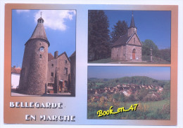 {36545} 23 Creuse Bellegarde En Marche , Multivues ; Vue Générale , La Tour De L' Horloge , La Chapelle - Bellegarde