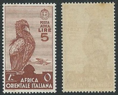 1938 AOI POSTA AEREA SOGGETTI VARI 5 LIRE MNH ** - K012 - Africa Oriental Italiana