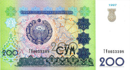 UZBEKISTAN 200 SUM GREEN EMBLEM FRONT TIGER ANIMAL BACK DATED 1997 P80 UNC READ DESCRIPTION CAREFULLY !! !! - Usbekistan