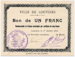 1914 // Louviers // Un Franc - Bons & Nécessité