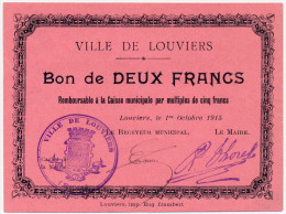 1914 // Louviers // Deux Francs - Bons & Nécessité